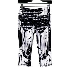 NEW! Mono B Tie Dye Stripe Legging Ankle Crop Athletic Mesh Panel - M